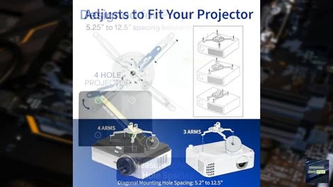 VIVO Universal Extending Ceiling Projector Mount, Height Adjustable Projection, White, MOUNT-VP02W