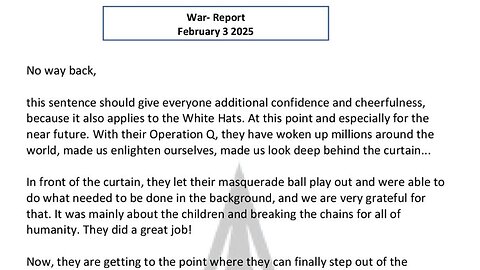 WAR REPORT - FEBRUARY 03 2025 - NO WAY BACK
