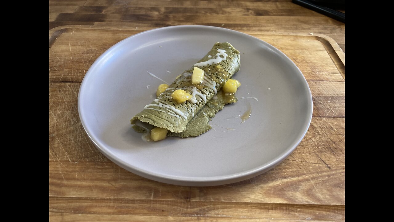 Matcha Coconut Pancakes with Pineapple and Coconut Glaze