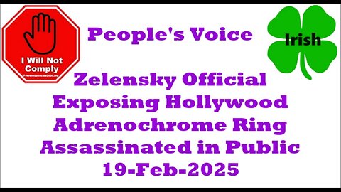 Zelensky Official Exposing Hollywood Adrenochrome Ring Assassinated in Public 19-Feb-2025