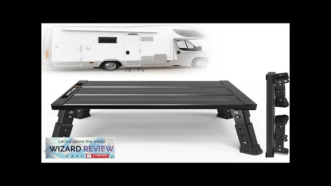 Adjustable RV Step Stool 3-Step Height Adjustment Foldable Legs Wide ...