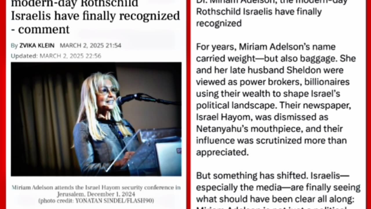 Miriam Adelson, the modern-day Rothschild