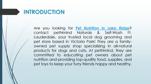 Are you looking for Pet Nutrition in Lake Ridge?