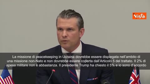 NOTIZIE DAL MONDO Hegseth(Pentagono):"USA a fianco dell'Europa,ma si arrivi al 5% PIL in Difesa" Lo ha detto il capo del Pentagono,Pete Hegseth,al quartier generale della NATO a Bruxelles.