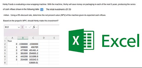 Finance Help: Herky Foods is evaluating a new wrapping machine. With the​ machine, Herky will