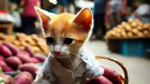 The poor kitten was ridiculed by his friends for eating a dirty orange | Ai cat video | Cat shorts