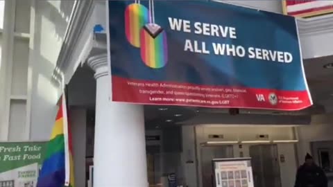 There are more Pride LGBTQ+ flags than AMERICAN flags at the Va Center In NJ