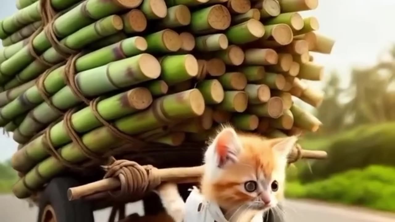 Cute kitten struggle in life