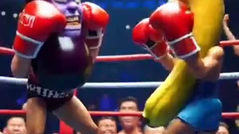 fight betwen Eggplant vs. Banana – Battle in the Ring