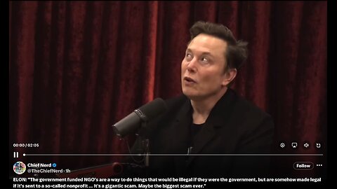 Elon on JRE (Clip) NGO’s Fraud and Government Fraud