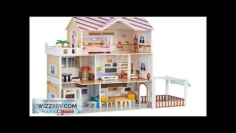 Wooden Dollhouse Large Dreamhouse with Furniture 3 Levels for Toddler 3+ Review