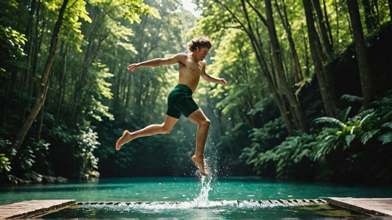 Jump into a Forest Pool