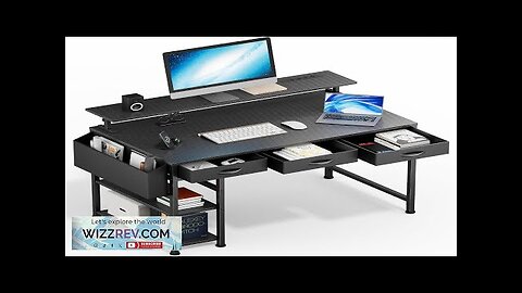 47 Inch Computer Desk with 3 Drawers Gaming Desk with LED Lights Review