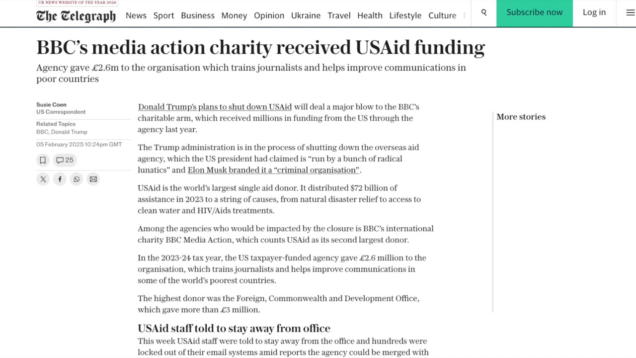 BBC’s media action charity received USAid funding