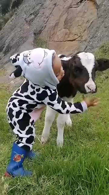 Little Girl Sings To Baby Calf -- ViralHog