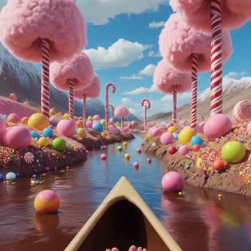 Floating Down a Chocolate River in a Candy Wonderland! 🍫🍭✨*
