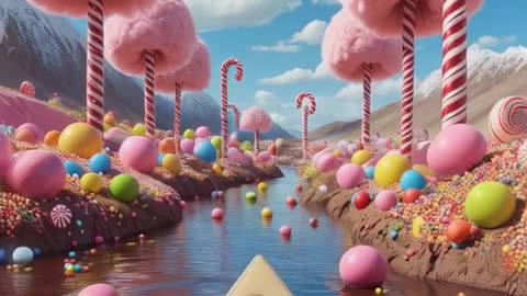 Floating Down a Chocolate River in a Candy Wonderland! 🍫🍭✨*