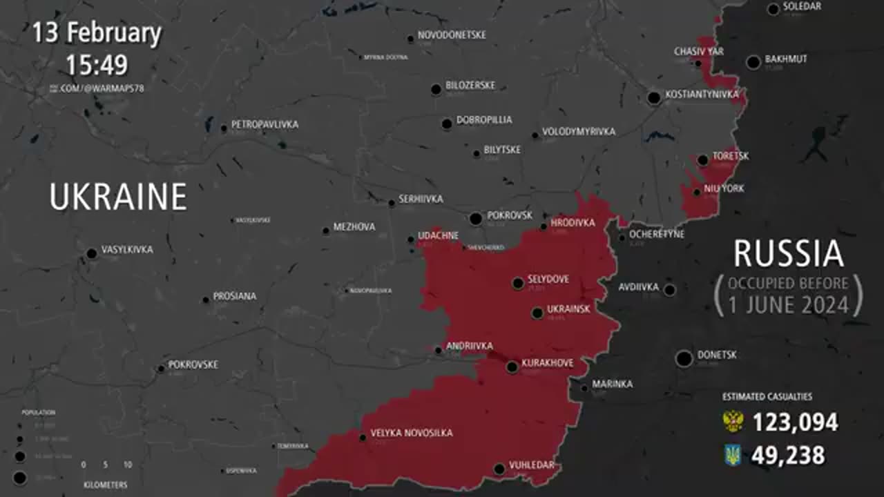 Russian Invasion of Ukraine: Pokrovsk / Donetsk Offensives - Every Day [Jun 14 to Feb 12025]