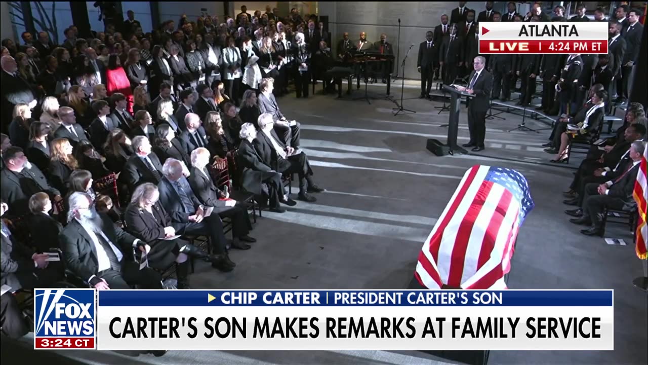 Jimmy Carter's son shares emotional story at Atlanta service