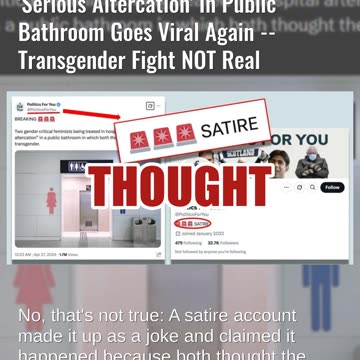 Fact Check: Satire Post About 'Gender Critical Feminists' In Serious Altercation In Public Bathroom