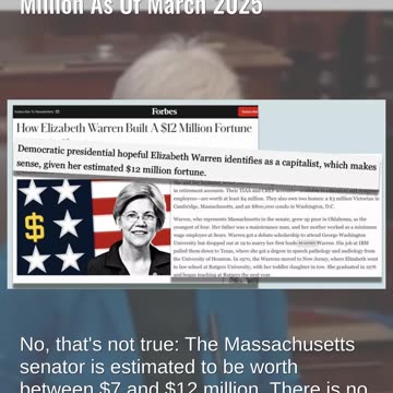 Fact Check: NO Evidence Elizabeth Warren Has A Net Worth Of $67 Million As Of March 2025