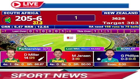 South Africa vs New Zealand | Live Cricket Match Today | SA vs NZ | Champions Trophy, Second Innings