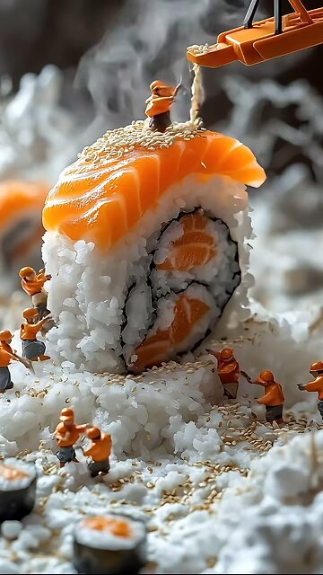 Miniatures Working in a Food Factory Kitchen