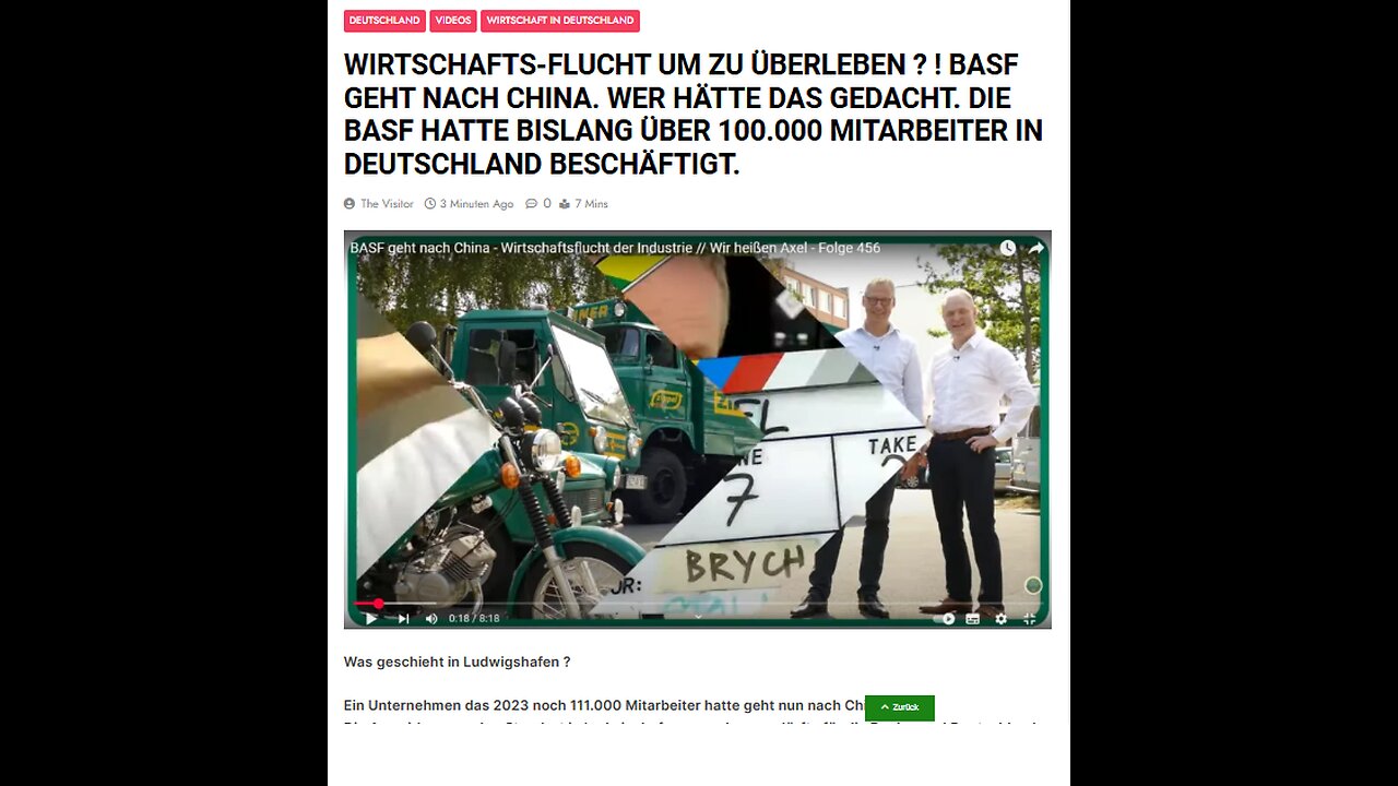WIRTSCHAFTS-FLUCHT UM ZU ÜBERLEBEN ? ! BASF GEHT NACH CHINA.