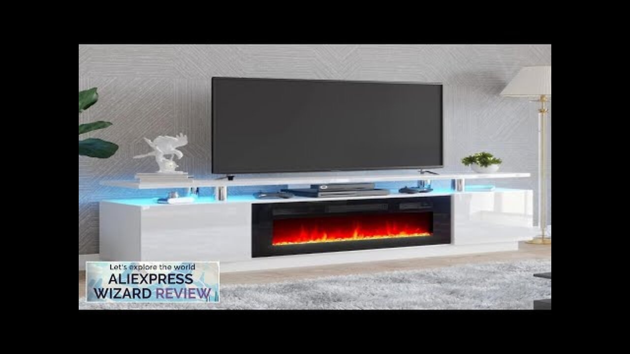 TV Stand with 36" Fireplace 70" Modern High Gloss Fireplace Entertainment Center Review