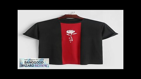 ChArmkpR Mens Japanese Rose Print Patchwork Crew Neck Short Sleeve T-Shirts Review