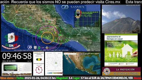 #Sismo detectado el 26-ene-25 a las 09:46:35 hrs. NO AMERITÓ ALERTA SÍSMICA