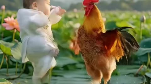 Fighting. |Baby vs cock | #viralshort