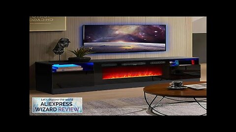 Fireplace TV Stand with 36" Electric Fireplace LED Light Entertainment Center Modern Review