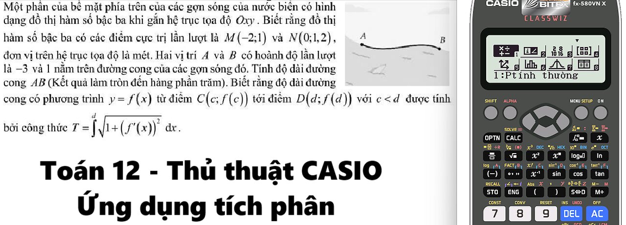 Thủ thuật CASIO: Một phần của bề mặt phía trên của các gợn sóng của nước biển có