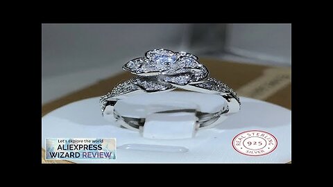 925 Sterling Silver InterTwined Three-Dimensional Rose Ring White Zircon Full Diamond Ring Review