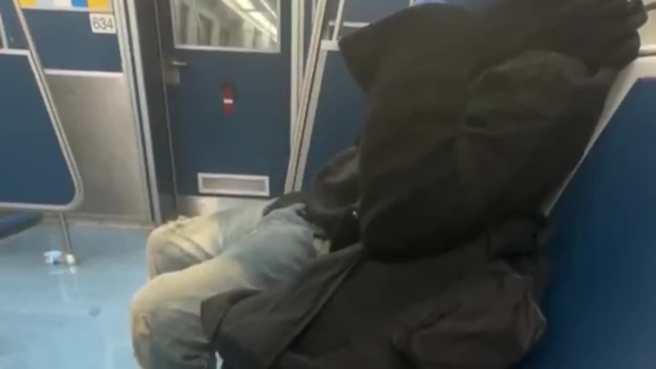 Nothing to see here! Just a migrant on a train holding two large knives!