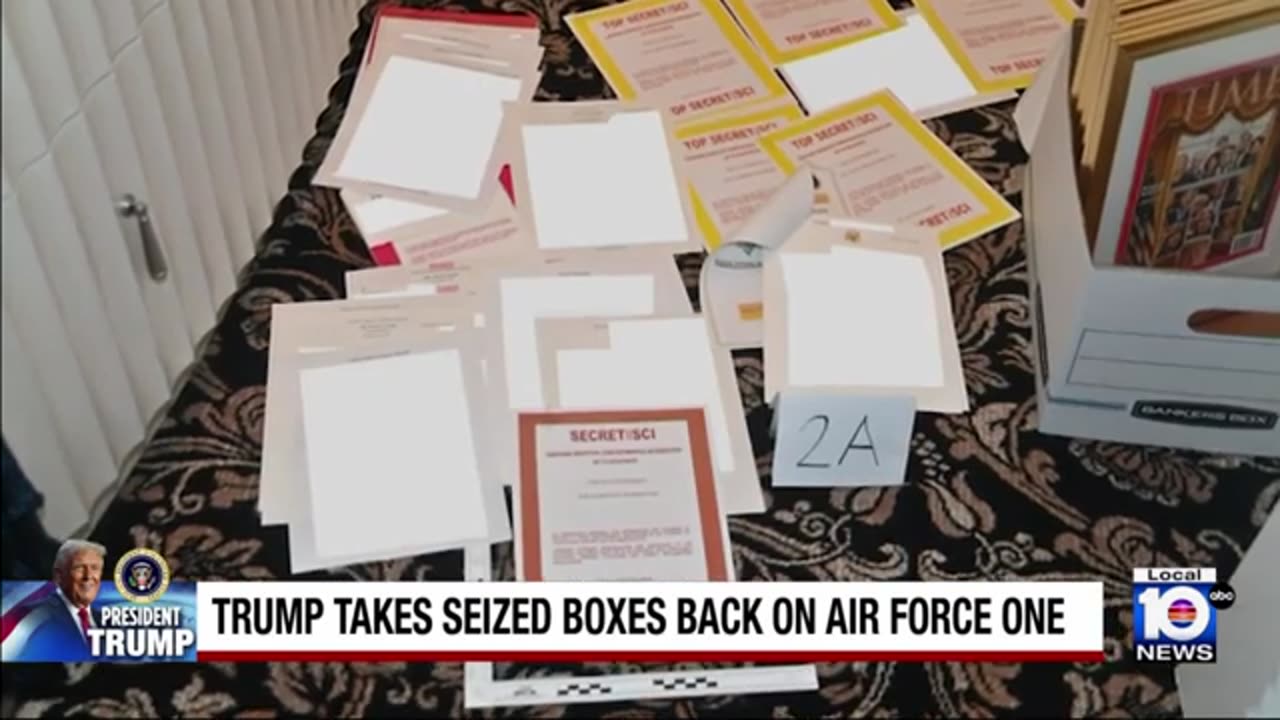 Trump Box On Rear End President Donald Trump took seized boxes back on Air Force One after