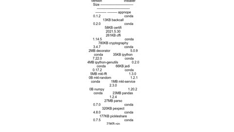 Conda command to list size of packages