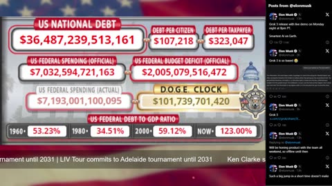 DOGE Live US Debt Clock and Live X Posts