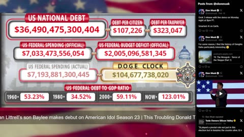 DOGE Live US Debt Clock and Live X Posts