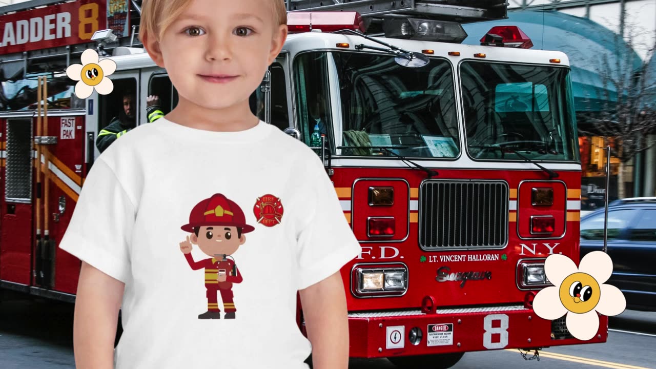 Kids Firefighter T-shirt, Kids Fireman Shirt, Firefighter Badge tee shirt