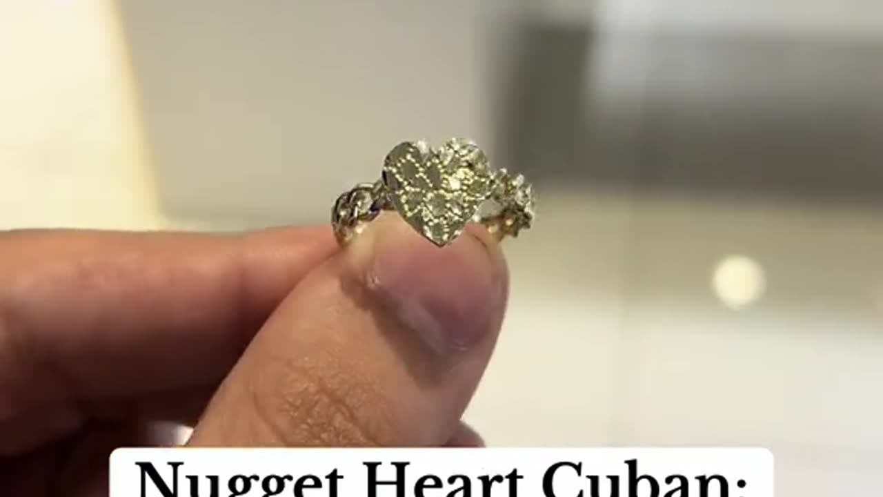 Ladies Solid Gold Chain Link Band Heart Rings