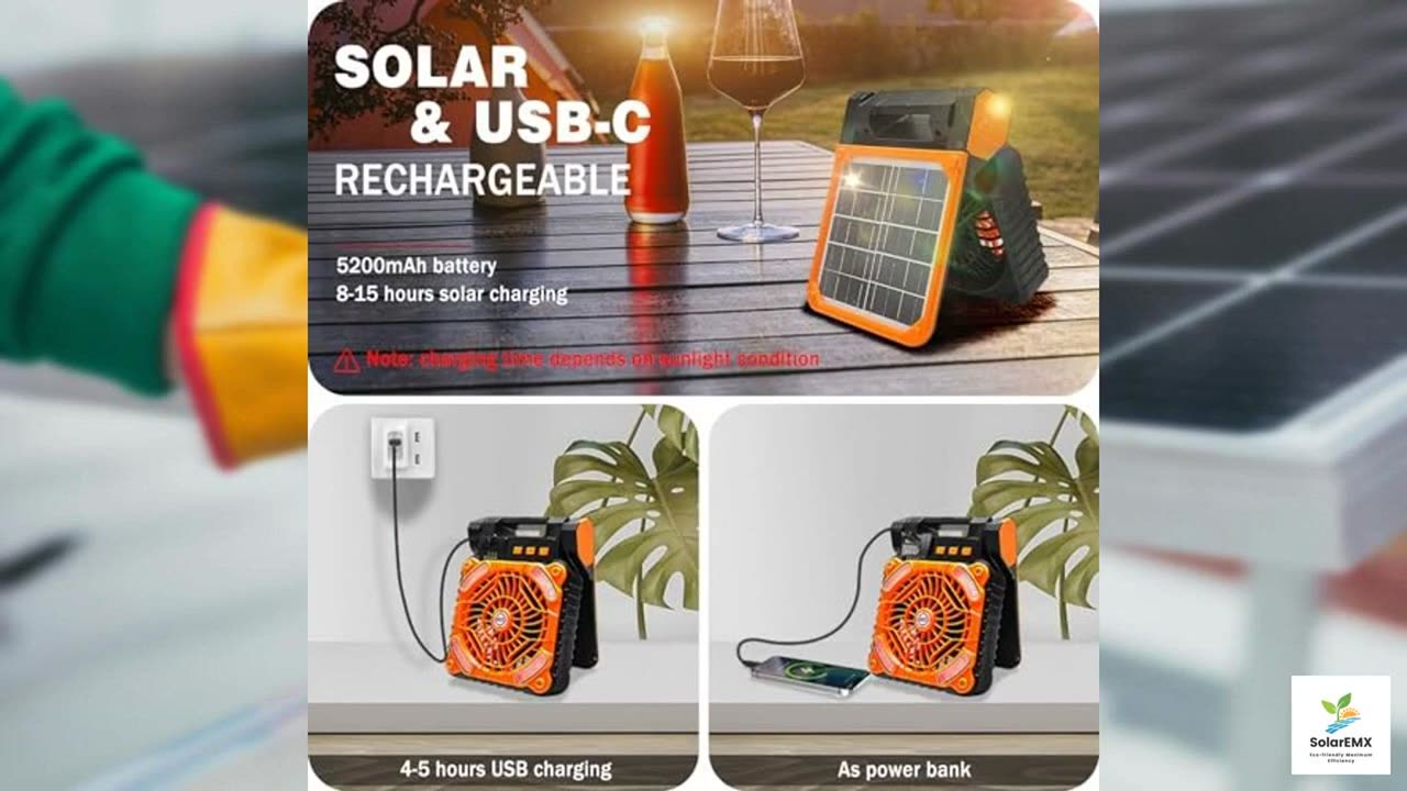 Civikyle Solar Camping Fan with LED Lantern