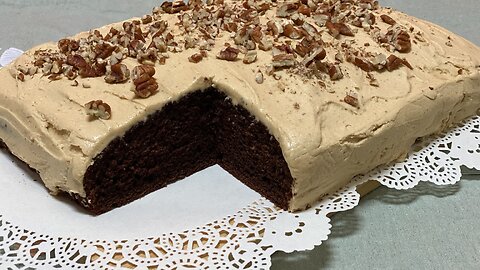 Chocolate Sheet Cake & Peanut Butter Frosting | Start with a Mix