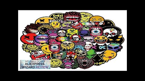 50Pcs Pop Horror Skull Cool Stickers Cartoon Graffiti Decals Guitar Laptop Helmet Review