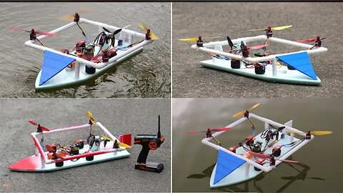 How to make a Sea Drone Boat take off from water and land - Quadcopter at home -Aeroplane