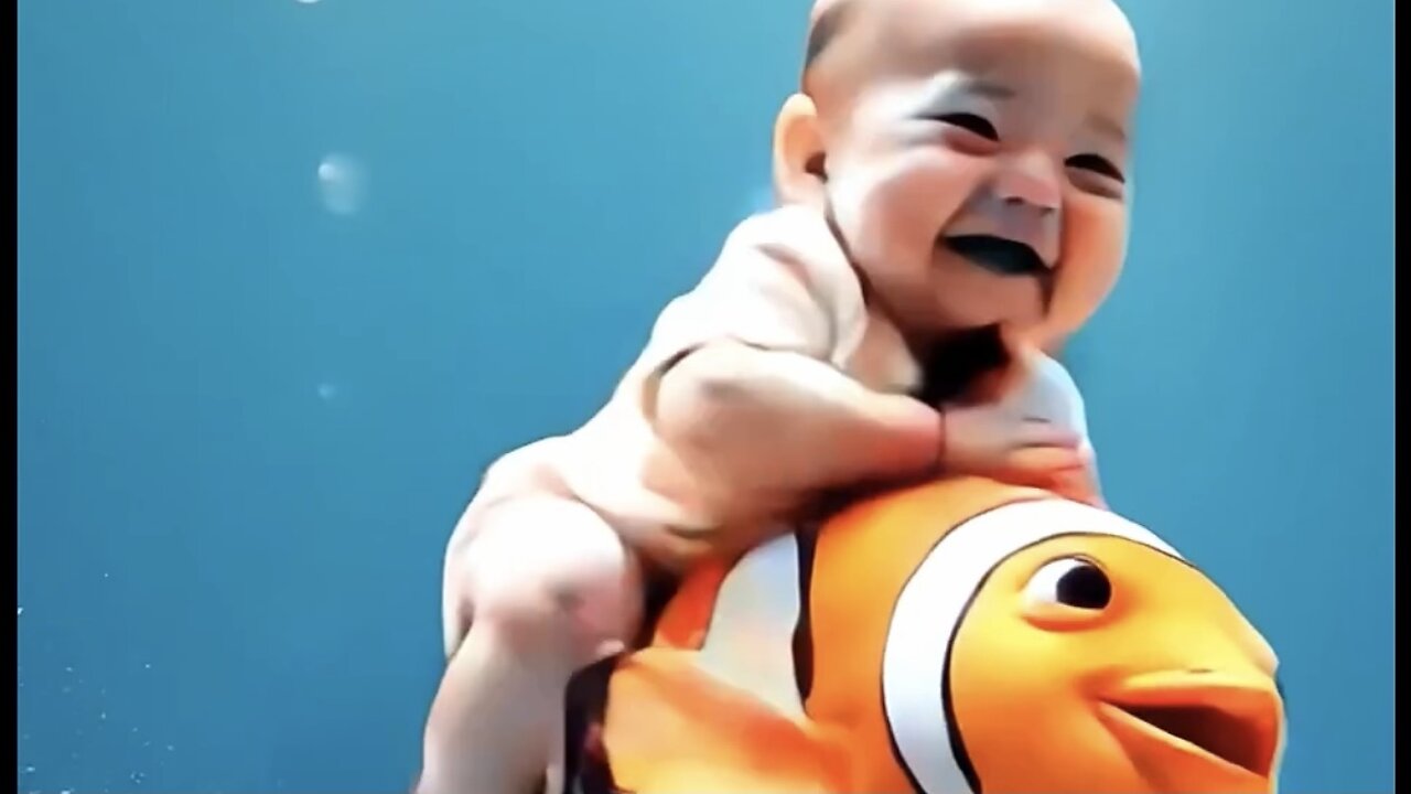 Beautiful baby & fish 🐠 trending video