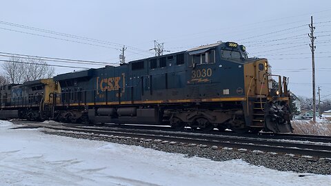 CSX Train led by engine 3030 and YN2 522 and an unexpected DPU