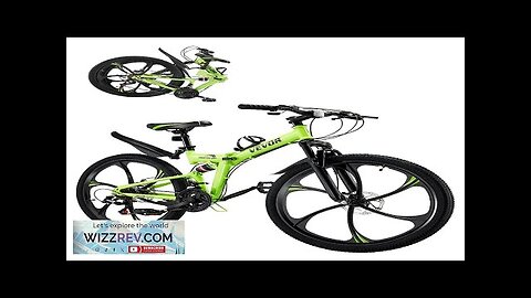 26" Folding Mountain Bike MTB Bicycle 21 Speed Full Suspension Dual Disc