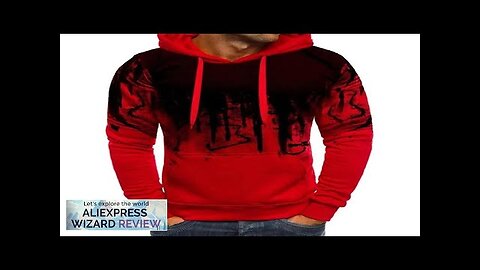 Gradient Print Men's Pullover Hooded Sweatshirt Spring Autumn Daily Fitness Sportswear Review